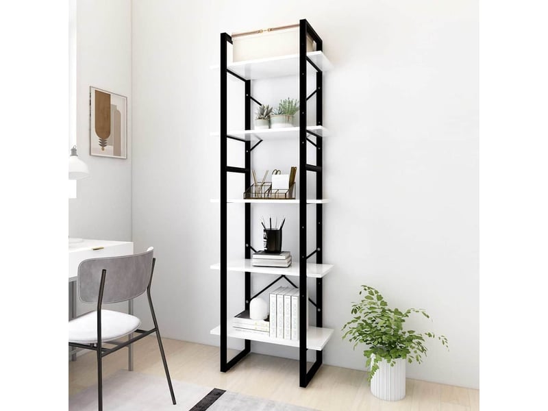  Bibliothèque à 5 niveaux, armoire à livres blanc 60x30x175 cm bois ingénierie  - Conforama B