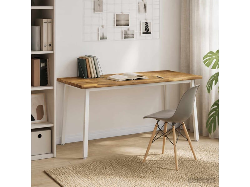  Table à manger, table de salle à manger en bord vivant 160x90x75 cm blanc shl43209  - Conforama C