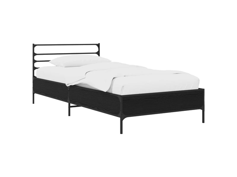  Lit simple- lit adulte -  cadre de lit chêne noir 80 x 200 cm bois d'ingénierie  - Conforama A