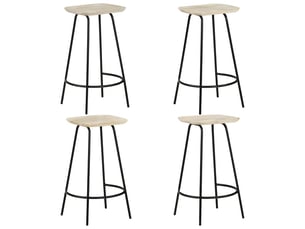 Lot de 4 tabouret de bar, chaise de bar bois de manguier massif shl46618