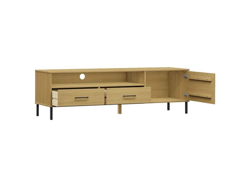  Meuble tv - banc tv - meuble de rangement avec pieds en métal marron bois de pin massif oslo  - Conforama E