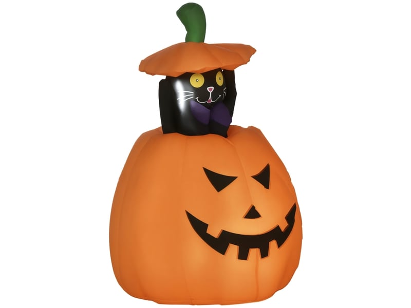  Décoration de jardin gonflable avec chat animé et éclairage led pour halloween en polyester orange  - Conforama A