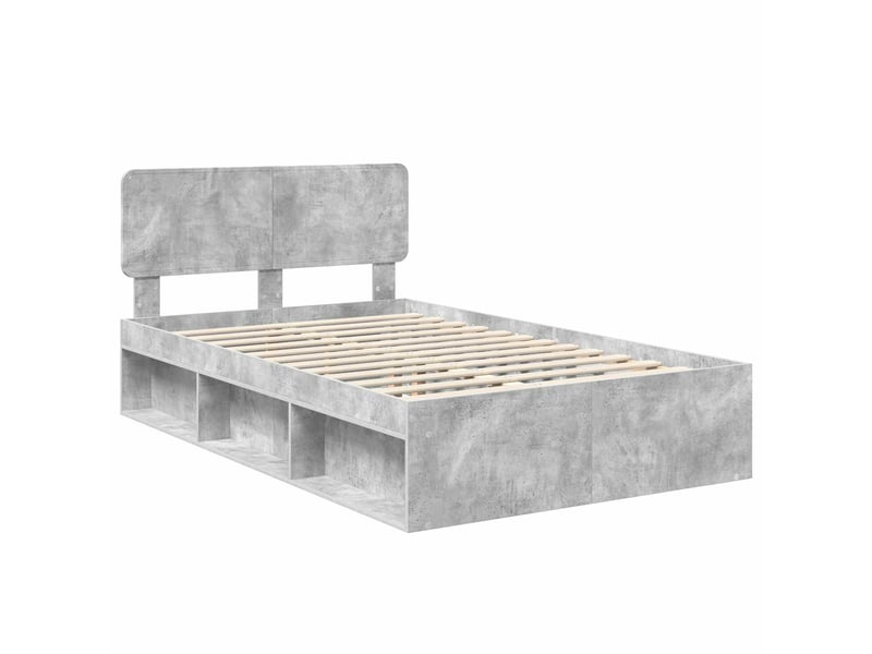  Lit double- lit adulte -  cadre de lit avec tête de lit béton 120 x 200 cm pin massif  - Conforama C
