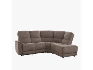 Canapé d'angle relax électrique en tissu marron - angle droit