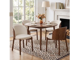 Chaises de salle à manger lot de 4 avec dossier enveloppant et rembourrage 25d en bois couleur noyer et tissu beige