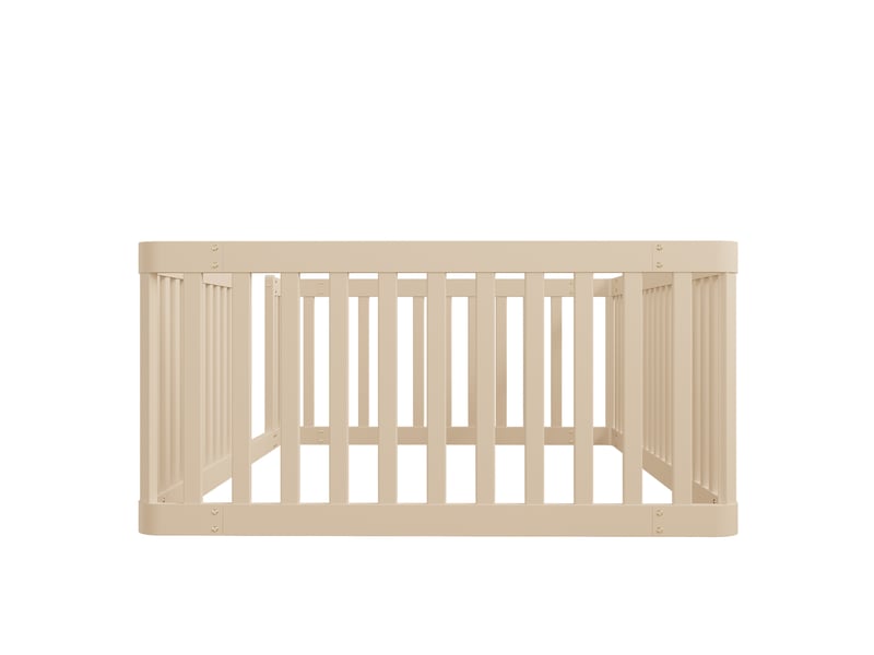 Lit avec barrière enfant 90×200 cm ouverture latérale et structure basse - sans matelas, pin massif - crème  - Conforama E