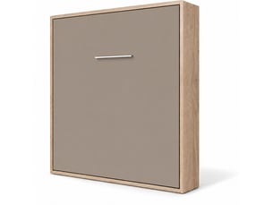 Lit escamotable vertical kola – seulement 34,5cm de profondeur, le confort d’un vrai lit-90x190-cadre chêne clair-façade taupe