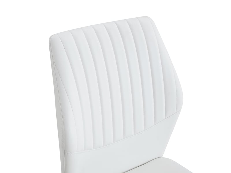  Lot de 4 chaises de salle à manger 93 cm pour cuisine, mobilier de repas, dossier à rainures, pu, blanc+argenté  - Conforama E