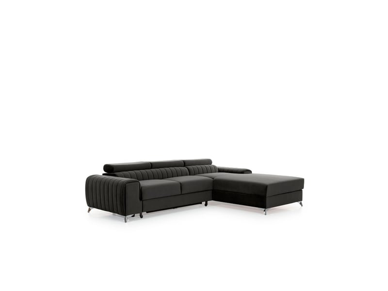  Canapé d'angle droit gris foncé convertible 3 places jayson grand confort  - Conforama D