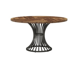 Table à manger ronde en mdf et métal marron rustique et noir ø119x76,5 cm