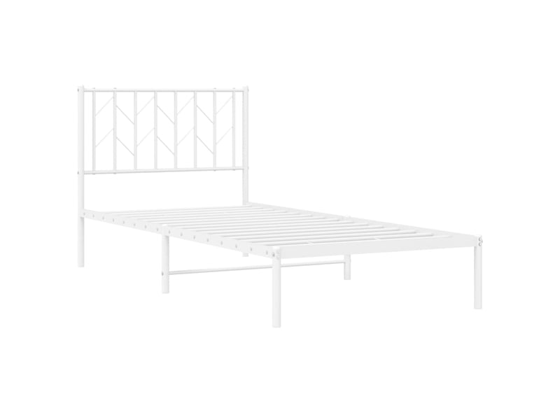  Lit simple- lit adulte -  cadre de lit métal sans matelas avec tête de lit blanc 90x200cm  - Conforama C