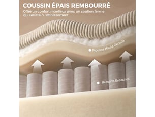 Canapé 2 places en velours côtelé, canapé de salon 144 cm avec assise large rembourrée, beige, 2 oreillers