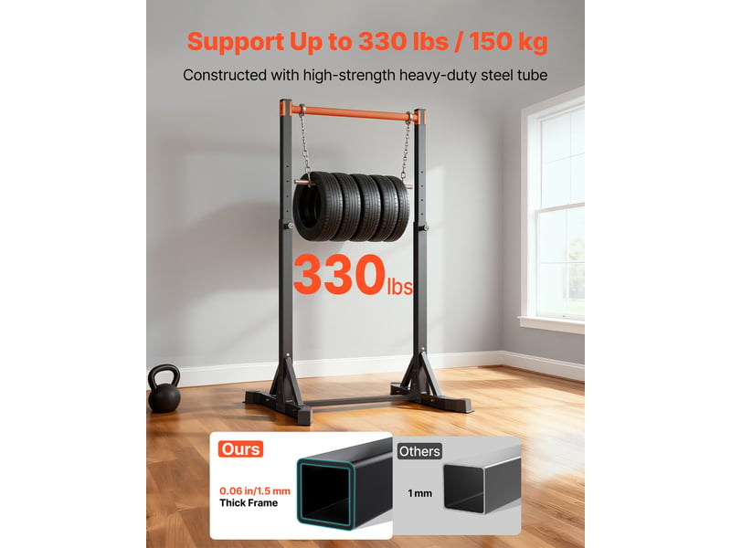 Vevor barre de traction autoportante charge 150 kg, station de tractions avec structure en h et tube en acier robuste, 8 niveaux de reglage en hauteur, pour releves de jambes, entrainement domicile - Conforama C
