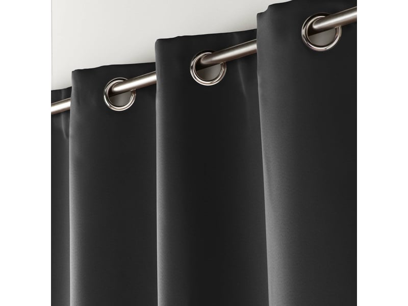  Lot de 2 rideaux à œillets grande hauteur 135 x 280 cm occultants unis occult noir  - Conforama E