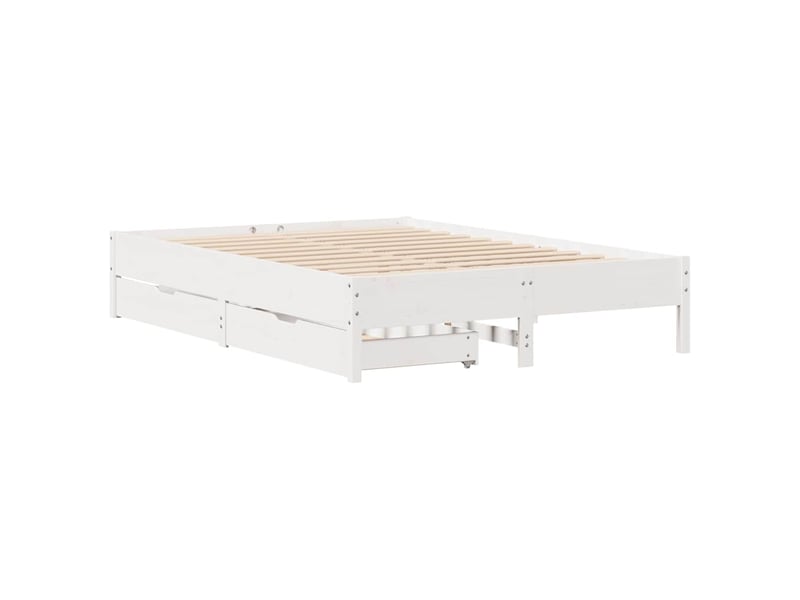  Lit double- lit adulte -  cadre de lit sans matelas blanc 140x190 cm bois de pin massif  - Conforama B