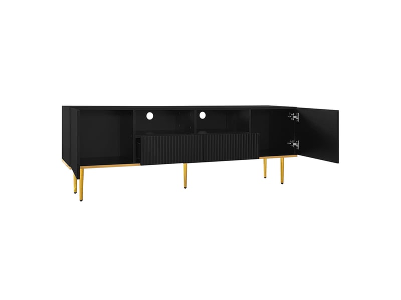  Meuble tv design chic avec pieds et bordures dorées, rangement pratique  - Conforama D