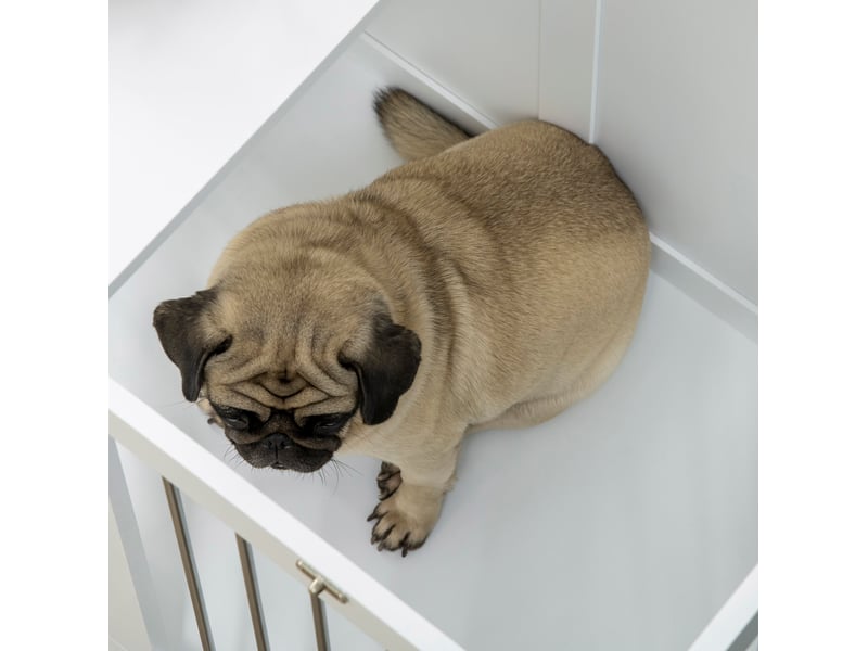  Cage d'intérieur pour  80 x 50 x 56,5 cm – blanche – 2 portes verrouillables et sol surélevé  - Conforama D