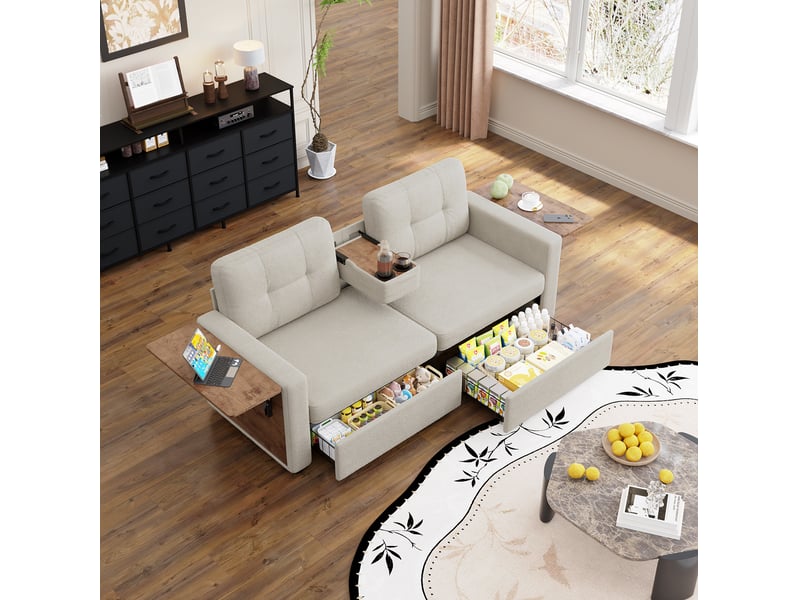  Canapé 2 places avec rangement et tablettes réglables evryae  - Conforama C