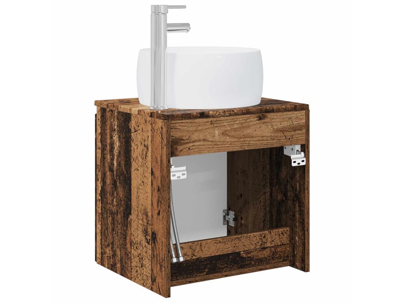 Vanité de lavabo mural, meuble de rangement bois ancien 49.5x44.5x66 cm shl5865 - Conforama E