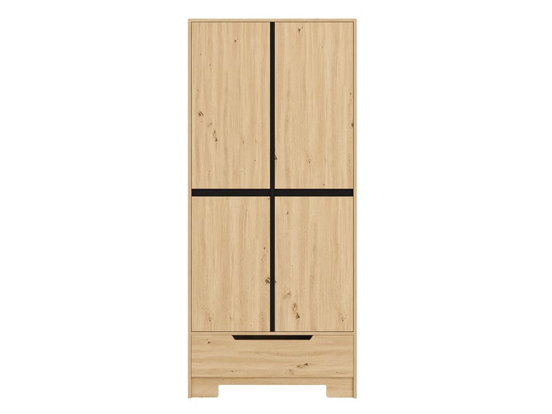  Buffet haut 80x35x180 cm naturel avec grand tiroir, rangements de porte et étagères réglables Fay Lum - Conforama D