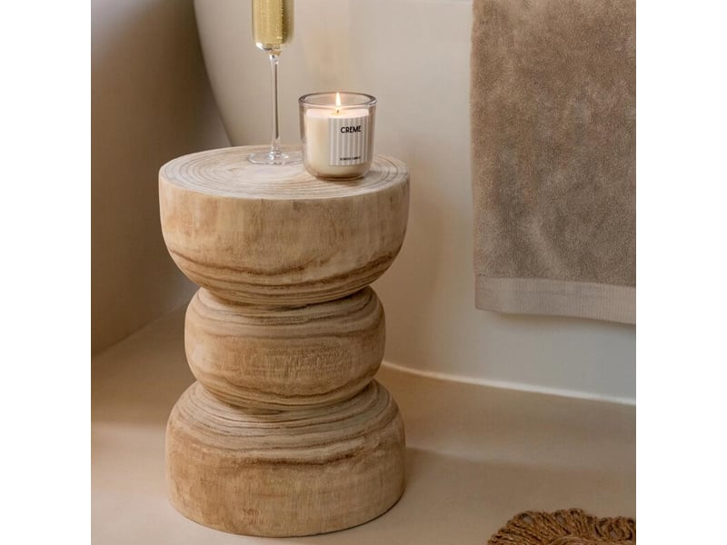  Table d'appoint ronde en bois leo 40cm naturel  - Conforama B