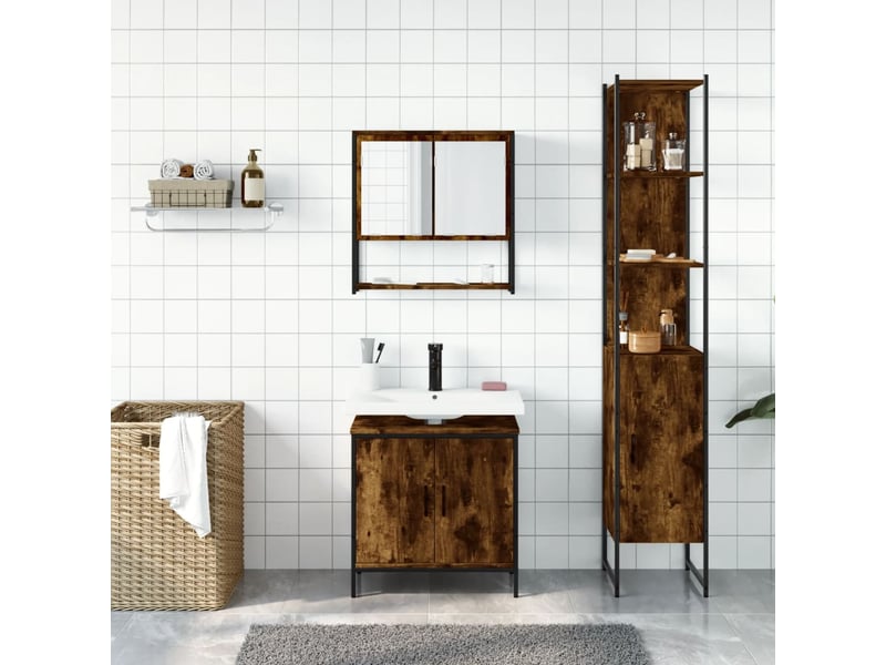 Ensemble de meubles de salle de bain 3 pcs chêne fumé cf63690 - Conforama C