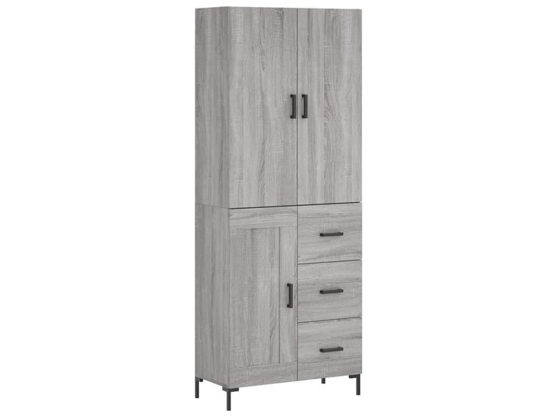  Buffet haut - bahut - meuble de rangement sonoma gris 69,5x34x180 cm bois d'ingénierie  - Conforama A