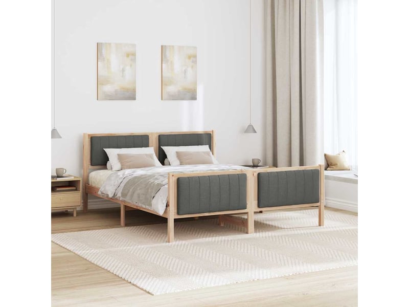  Lit double- lit adulte -  cadre de lit avec tête de lit marron et gris foncé 150 x 200 cm  - Conforama C