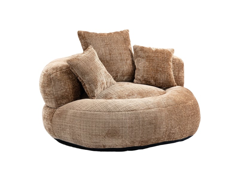  Fauteuil inclinable - à dossier haut - avec 3 coussins - résistant et confortable - chenielle - café  - Conforama A