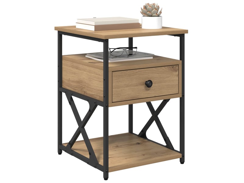  Table de chevet - cabinet de chevet - table de nuit chêne artisanal 40 x 42 x 55 cm  - Conforama B