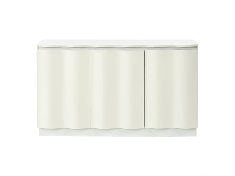  Buffet bas avec led bluetooth et rangements, façade ondulée, blanc – 120 cm IKSETERA TRADING LTD - Conforama A