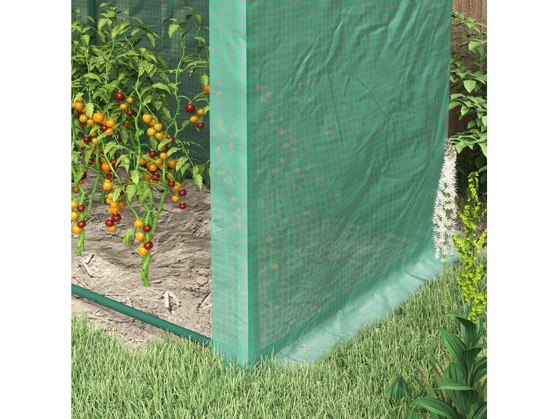 Serre tunnel de jardin 300x100x200 cm – verte – structure acier, 4 fenêtres et double porte enroulable - Conforama D