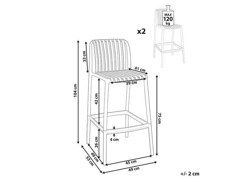  Lot de 2 chaises de bar ariccia matière synthétique vert  - Conforama C