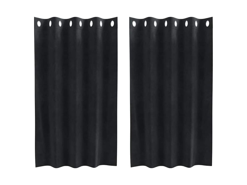  Lot de 2 rideaux, rideaux de fenêtre noir 140 x 140 cm velours cf44091  - Conforama A
