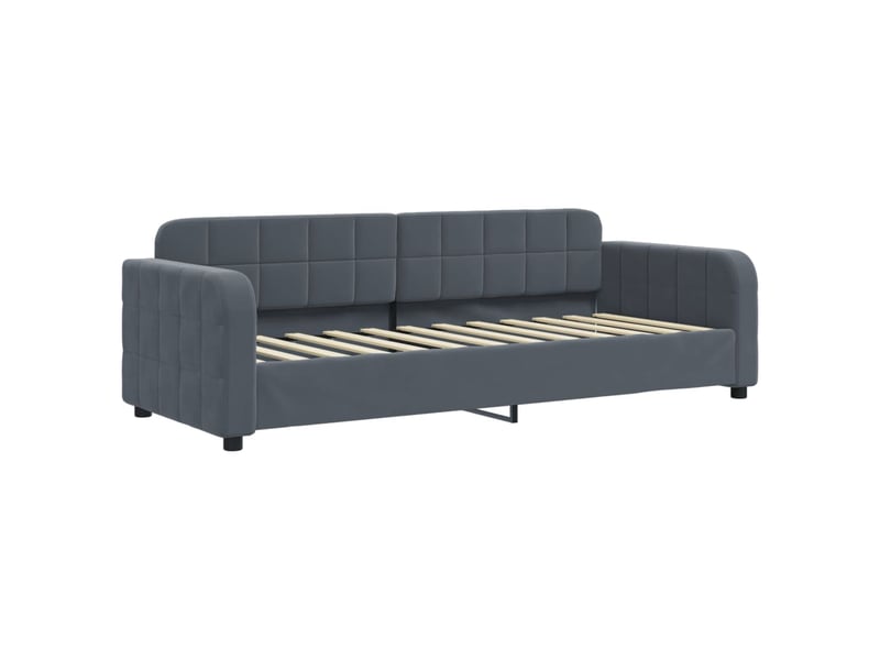  Lit simple- lit adulte -  lit de repos gris foncé 80x200 cm velours  - Conforama A