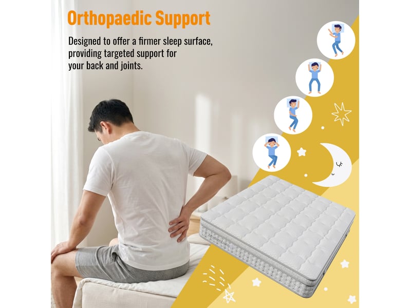Matelas 180x200 cm, 25 cm d'épaisseur, hybride à ressorts ensachés et mousse froide, soutien mi-ferme, 7 zones - Conforama D