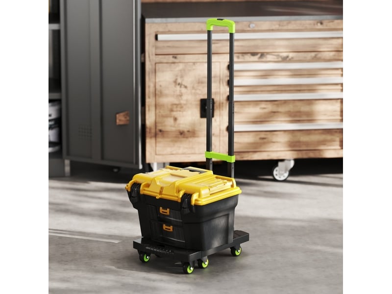  Chariot de transport pliable 49 x 35 x 102 cm vert et noir en métal, plateforme extensible jusqu'à 62,5 cm  - Conforama B