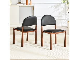 Set de 2 chaises modernes: dossier demi-cercle rembourré, cuir pu, pieds métal, 80 cm – élégantes et robustes