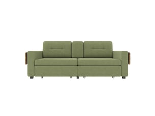 Canapé 2 places - 178 x 71 x 57.5 cm - vert - canapé en chenille avec tablettes pour ordinateur, tiroirs de rangement et porte-gobelets