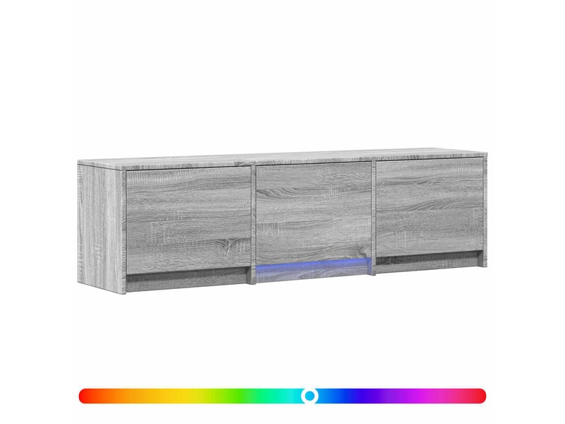 Meuble tv - banc tv - meuble de rangement avec led 140x34x40 cm gris sonoma bois d’ingénierie - Conforama A