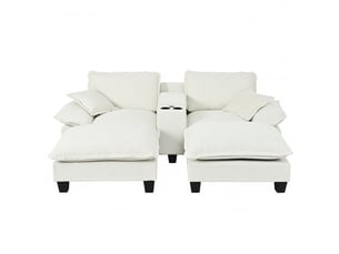 Canapé d'angle réversible fixe <strong>BGSRYAO</strong> <strong></strong> 2 places Tissu beige avec coffre de rangement