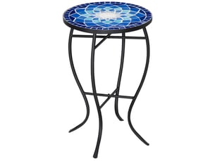 Table basse de jardin ronde en métal mosaïque avec plateau en céramique, ф35,5 x 53,5 cm