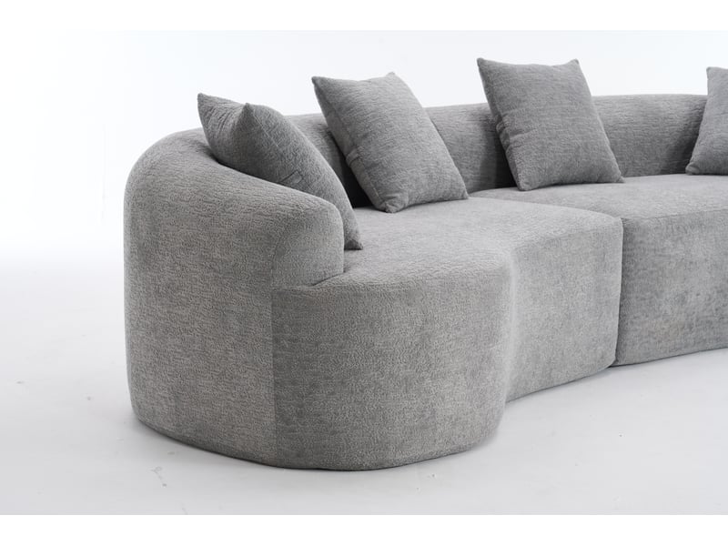  Canapé courbé moderne modulable 4 places en chenille grise - sans montage gain de place  - Conforama D