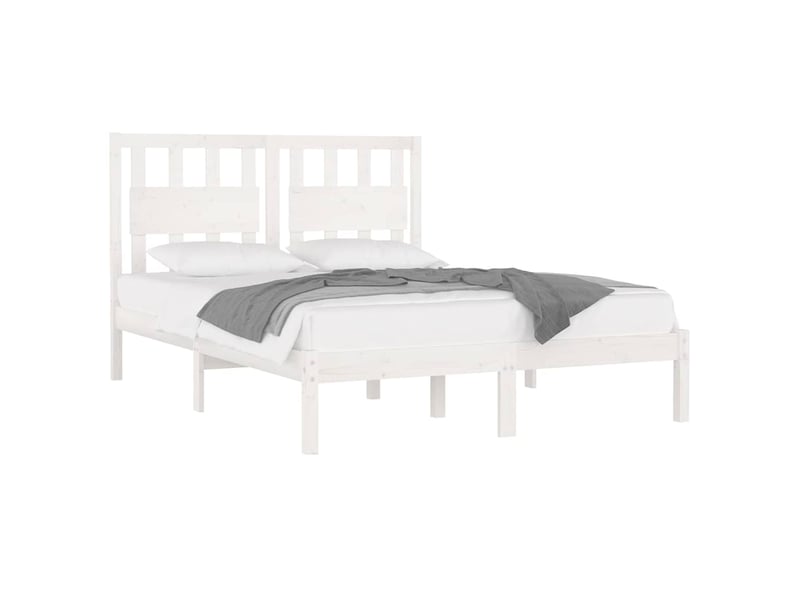  Lit double- lit adulte -  cadre de lit sans matelas blanc bois massif 140x190 cm  - Conforama B