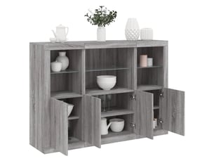 Buffets avec lumières led 3 pcs - bahut - meuble de rangement sonoma gris bois d'ingénierie