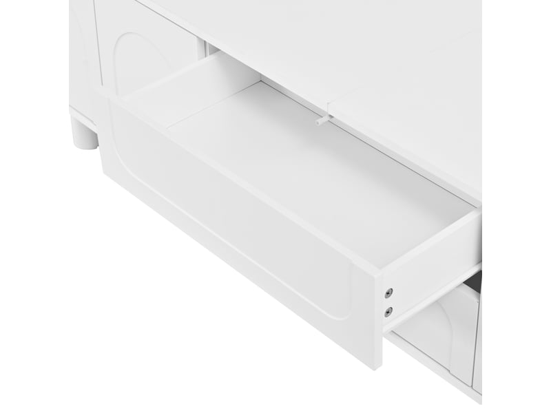 Meuble tv 4 portes 2 tiroirs en mdf et panneau de particules blanc 180 x 40 x 46 cm GL7990W - Conforama E