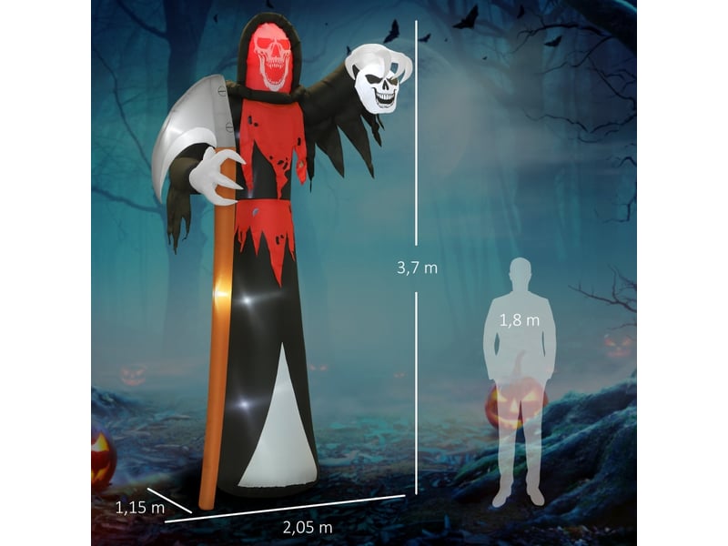  Décoration d'halloween gonflable avec éclairage led et yeux rouges pour extérieur en polyester noir  - Conforama D