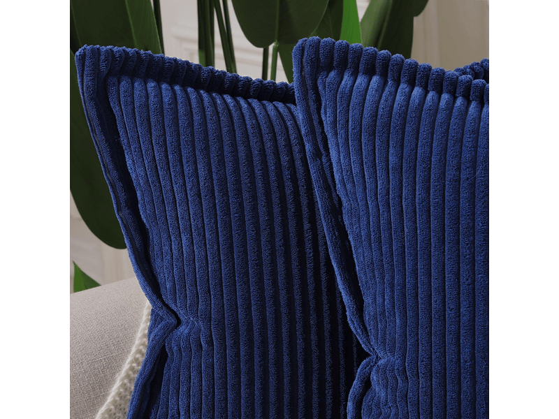  Lot de 2 housses de coussin en velours côtelé rayé boho housse de coussin douce pour canapé chambre à coucher bleu foncé 45 x 45 cm pillow cover - Conforama D