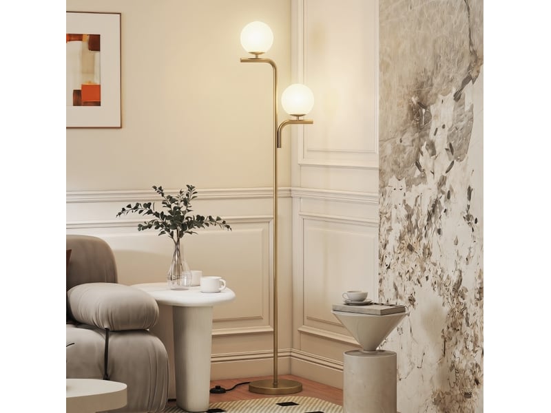  Lampadaire led 33x28x170 cm double tête doré  - Conforama C