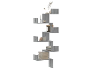 Étagère d'angle flottante, étagère murale sonoma gris 45x45x147cm bois ingénierie cf41408